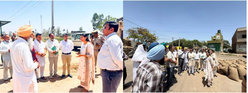 Deputy Commissioner Komal Mittal reviews ongoing wheat procurement operations at Tiwana and Lalru Mandis